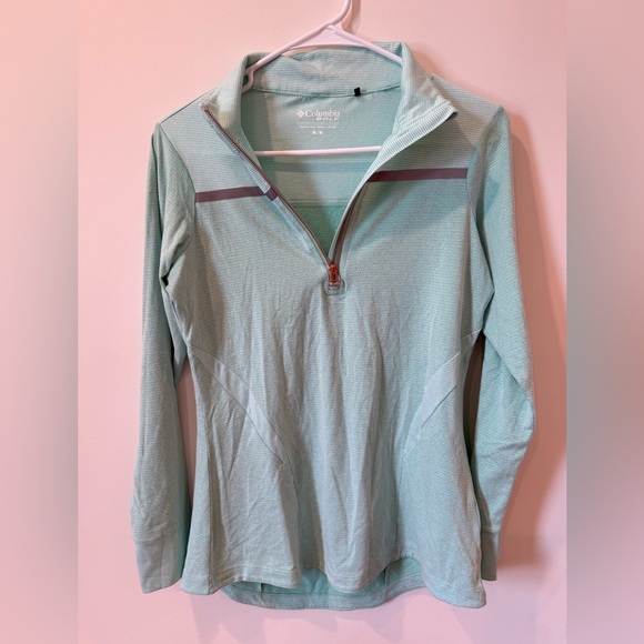 Columbia Tops - Columbia Golf Aqua Striped Pullover